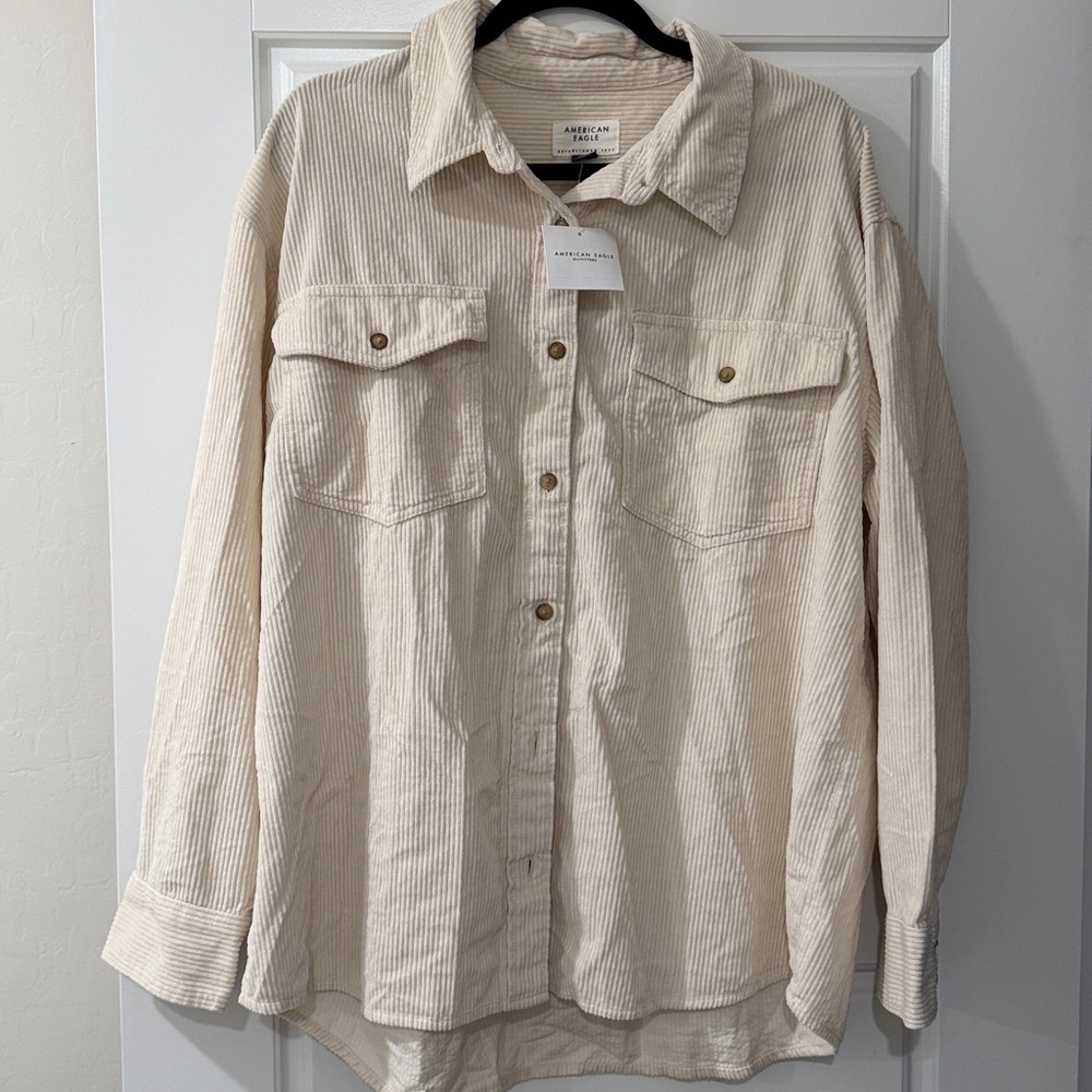 American Eagle corduroy cream button up